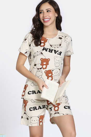 Buy Zivame Knit Cotton Short Set - Whitecap Grey